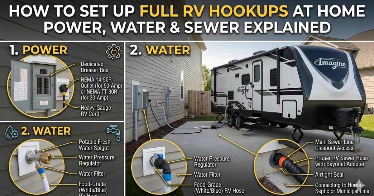 How To Set Up Full RV Hookups at Home: Power, Water & Sewer – Waggle