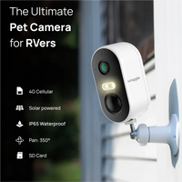 Waggle RV 4G Mini Pet Camera with Scout Bundle, compact 4G-enabled camera for monitoring pets remotely.