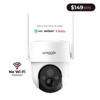 Waggle Pet Camera by Waggle, digital camera for monitoring pets, showing a sleek device with a view of a pet inside a home.